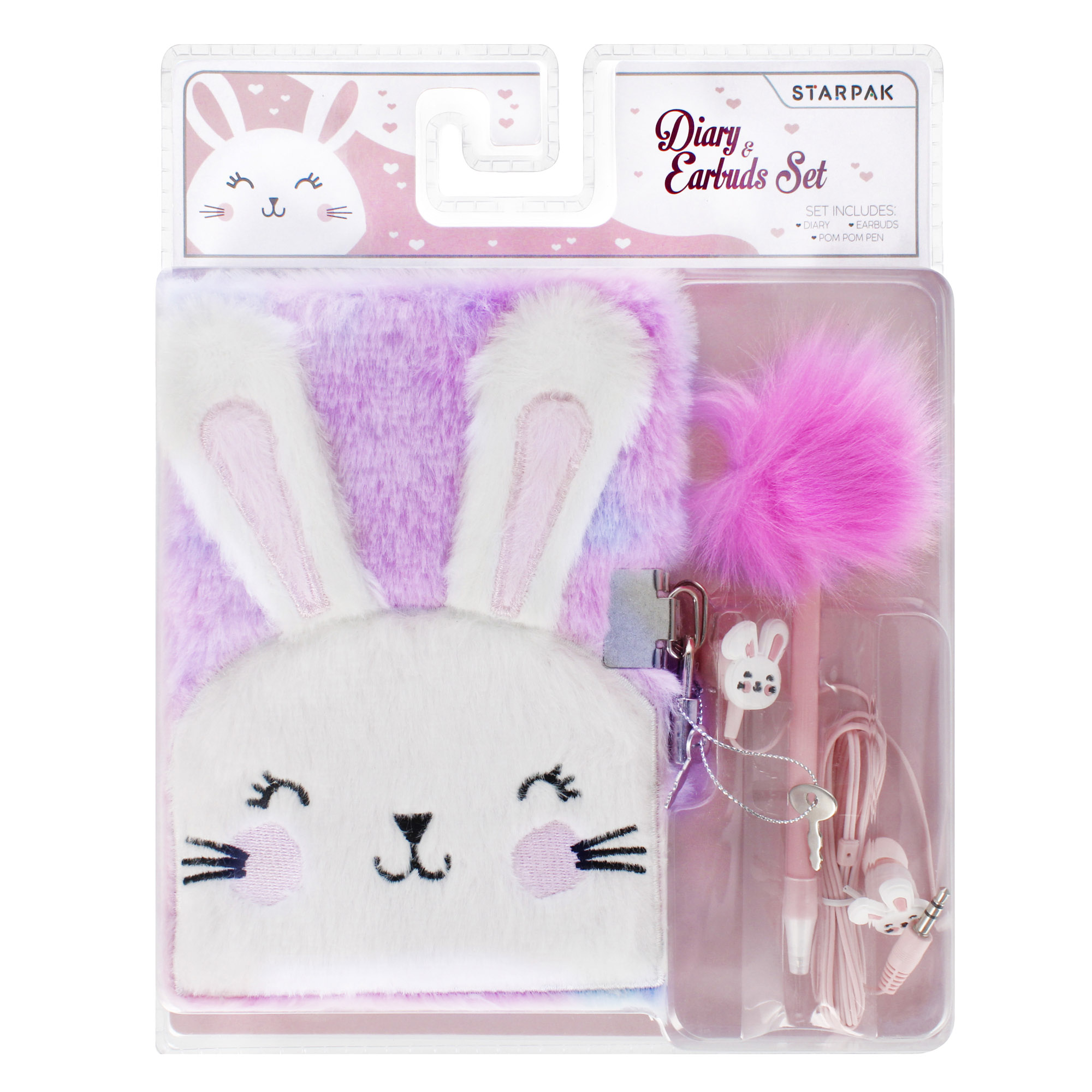 PLUSH DIARY SET WITH EARBUD RABBIT