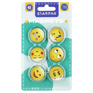SOFT MAGNETS 33MM EMOTICONS 6 PCS