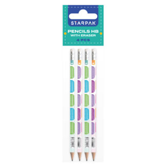PENCIL HB WITH ERASER 4 PCS, MULTIPLICATION TABLE