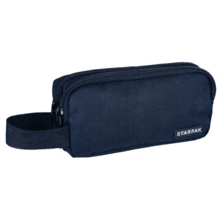 PENCIL CASE 2 ZIPPERS STK NAVY BLUE 21,5X9,5X7CM
