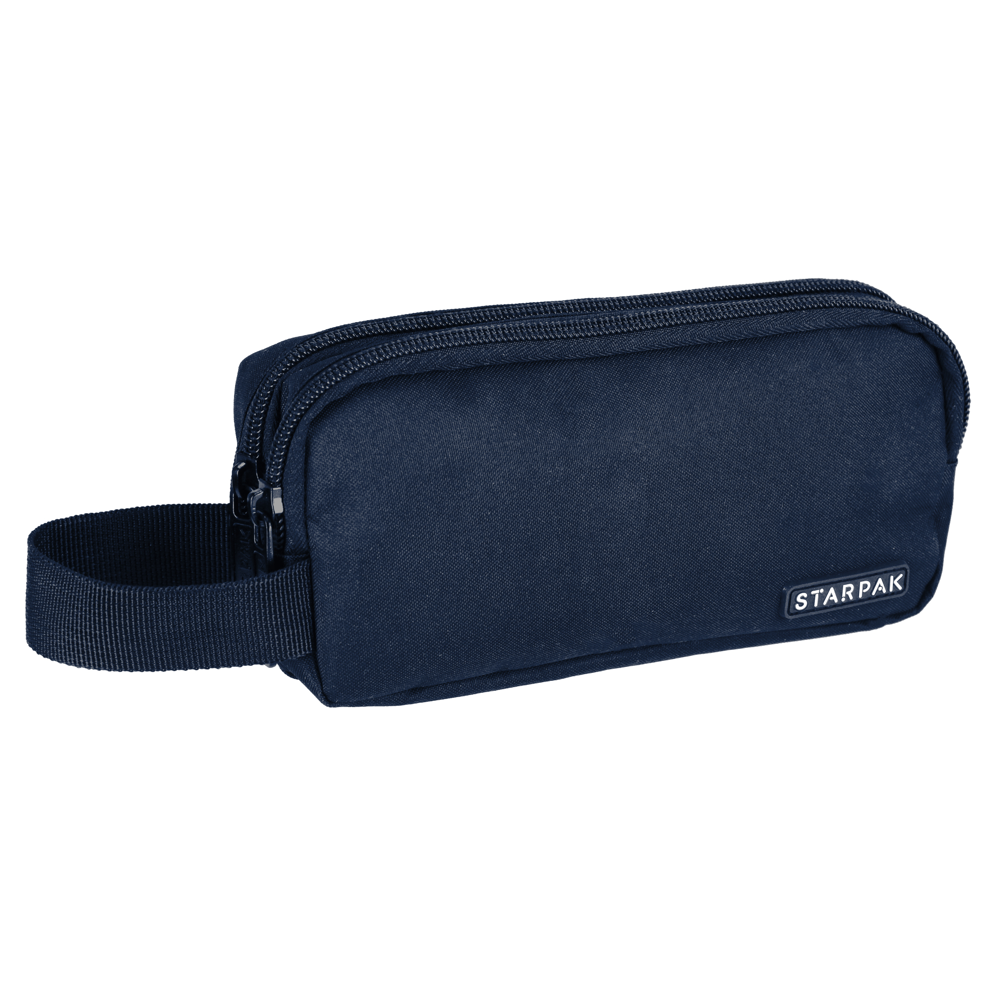 PENCIL CASE 2 ZIPPERS STK NAVY BLUE 21,5X9,5X7CM