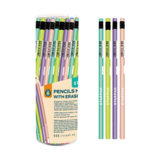 TRIANGULAR PENCIL HB WITH ERASER 48 PCS, PASTEL