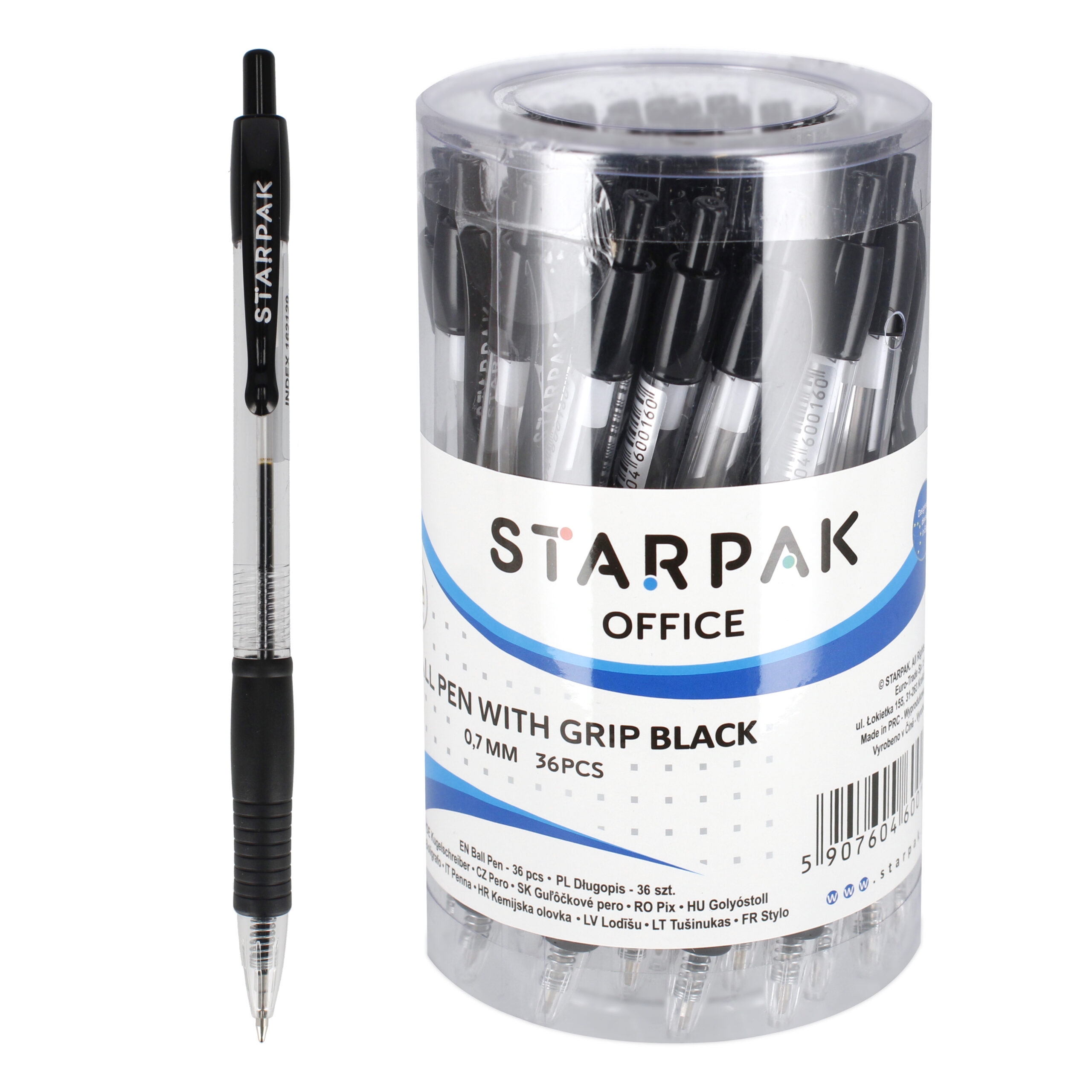 RETRACTABLE BALL PEN WITH GRIP BLACK