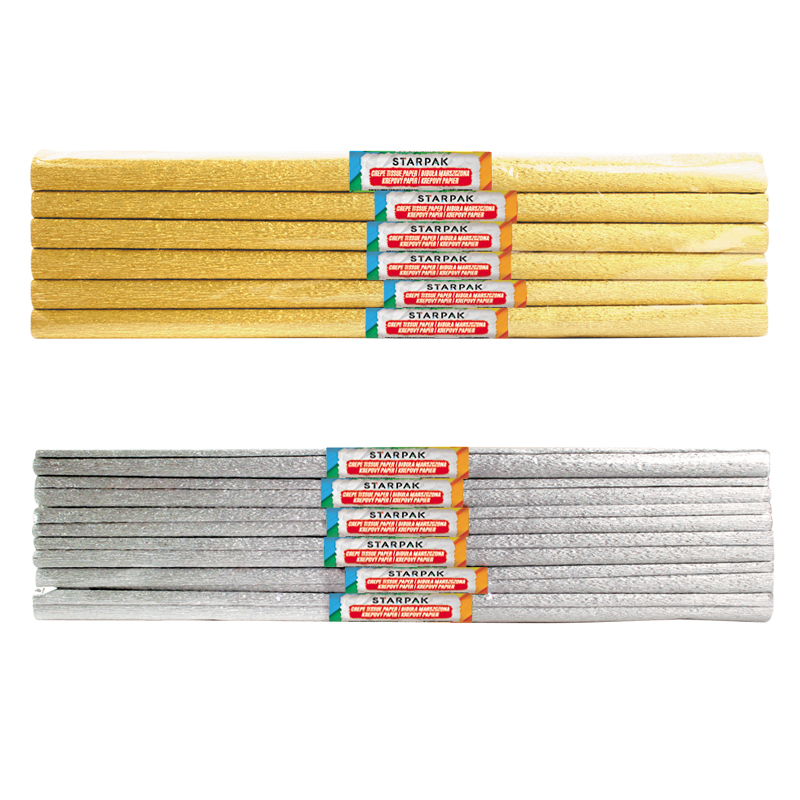 CREPE TISSUE PAPER 50X100CM METALIZED, SILVER