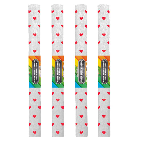 CREPE TISSUE PAPER 50X200CM MIX HEARTS