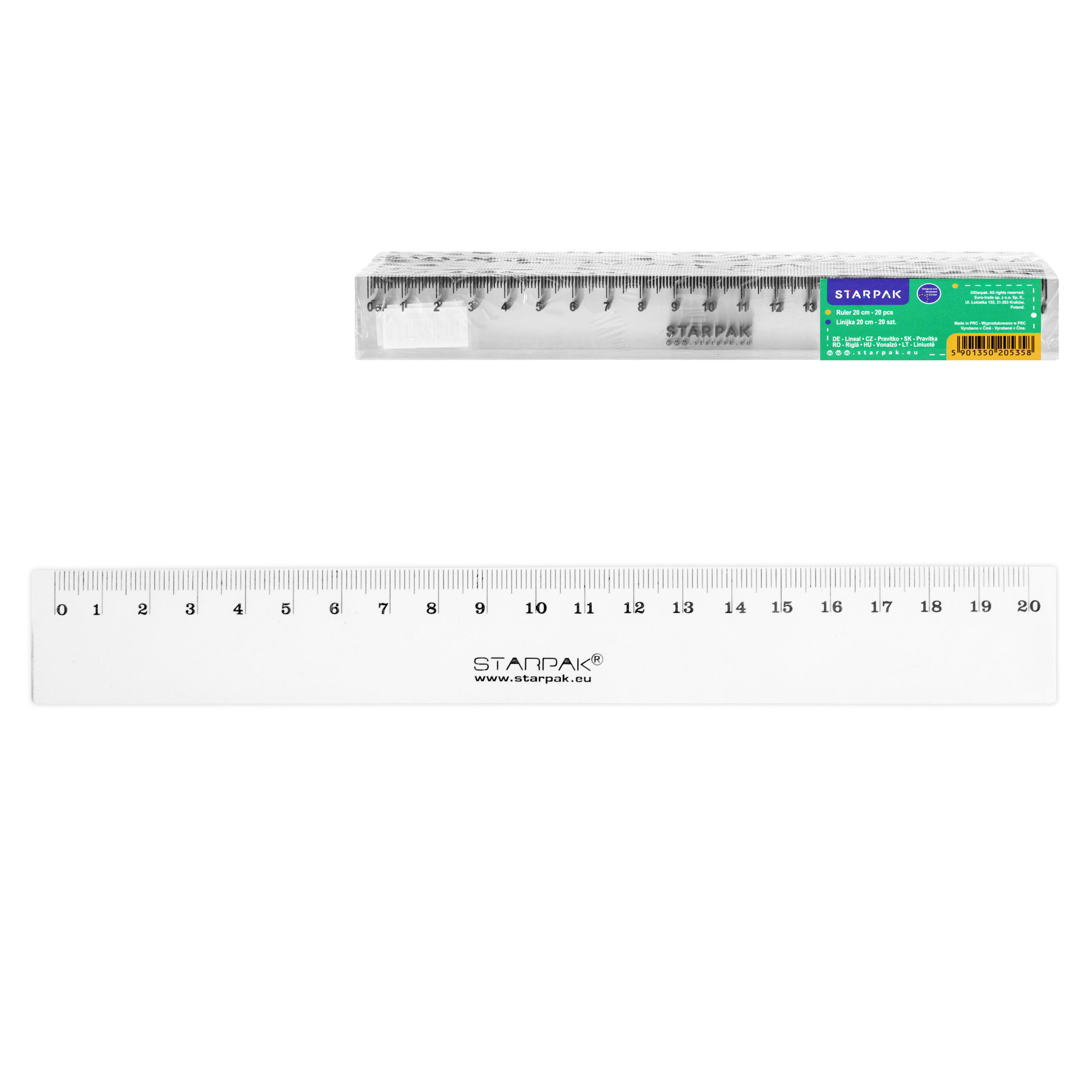 PLASTIC RULER 20CM, 20 PCS