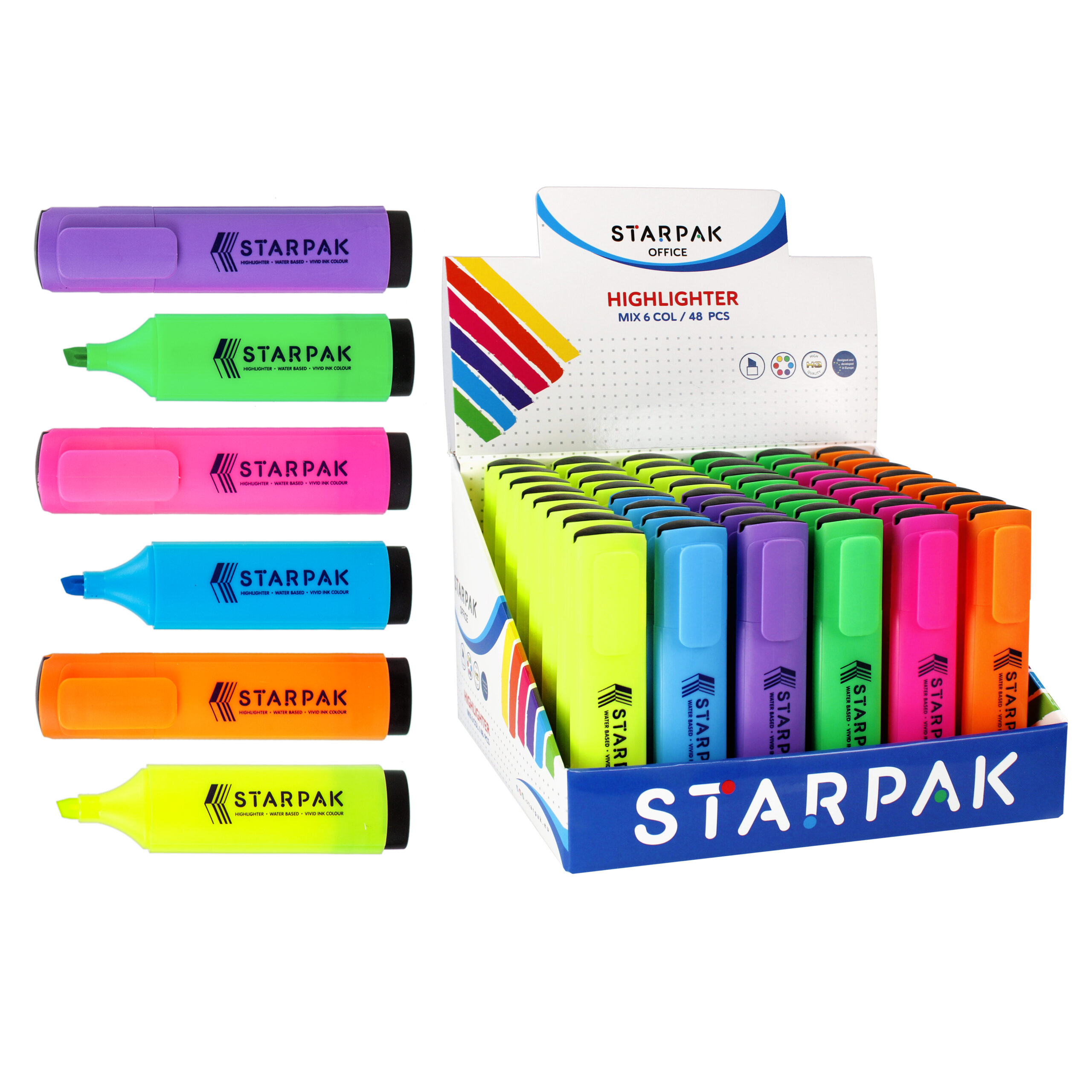 HIGHLIGHTER SET 6 COL., 48 PCS