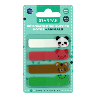 REMOVABLE SELF-STICK NOTES 55X15MM, 4X20SH, ANIMALS