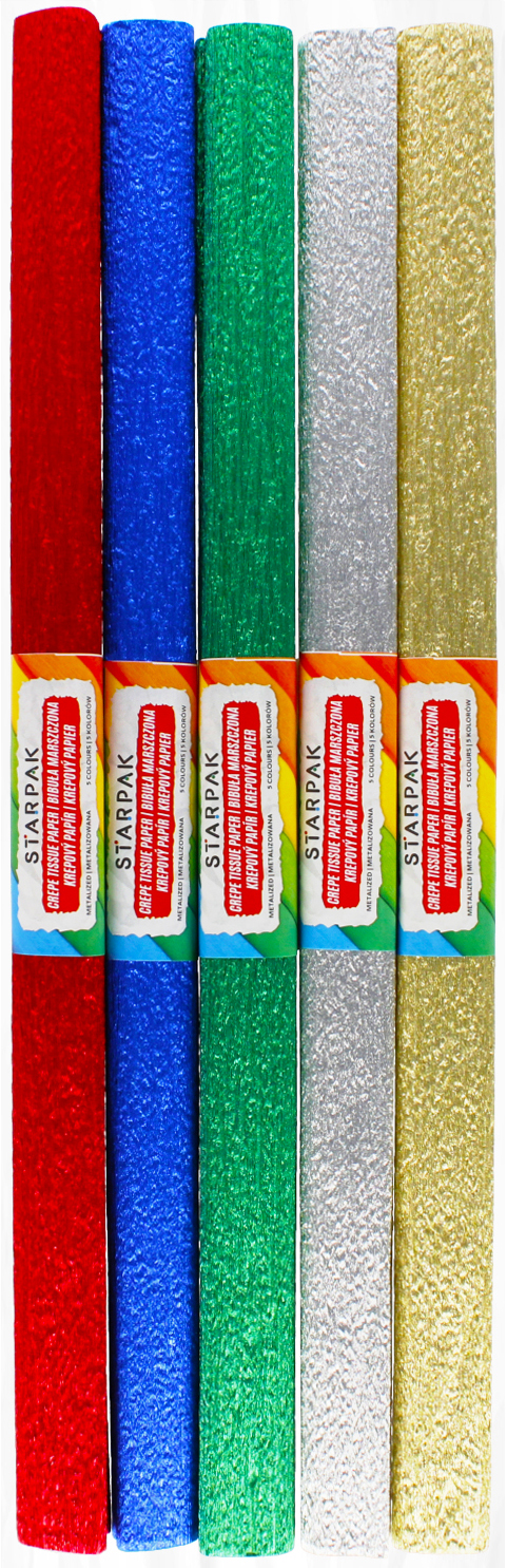 CREPE TISSUE PAPER 50X100CM METALIZED 5 COL., 5 PCS