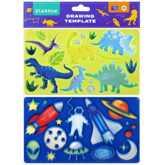 PLASTIC DRAWING TEMPLATE DINOSAURS, COSMOS