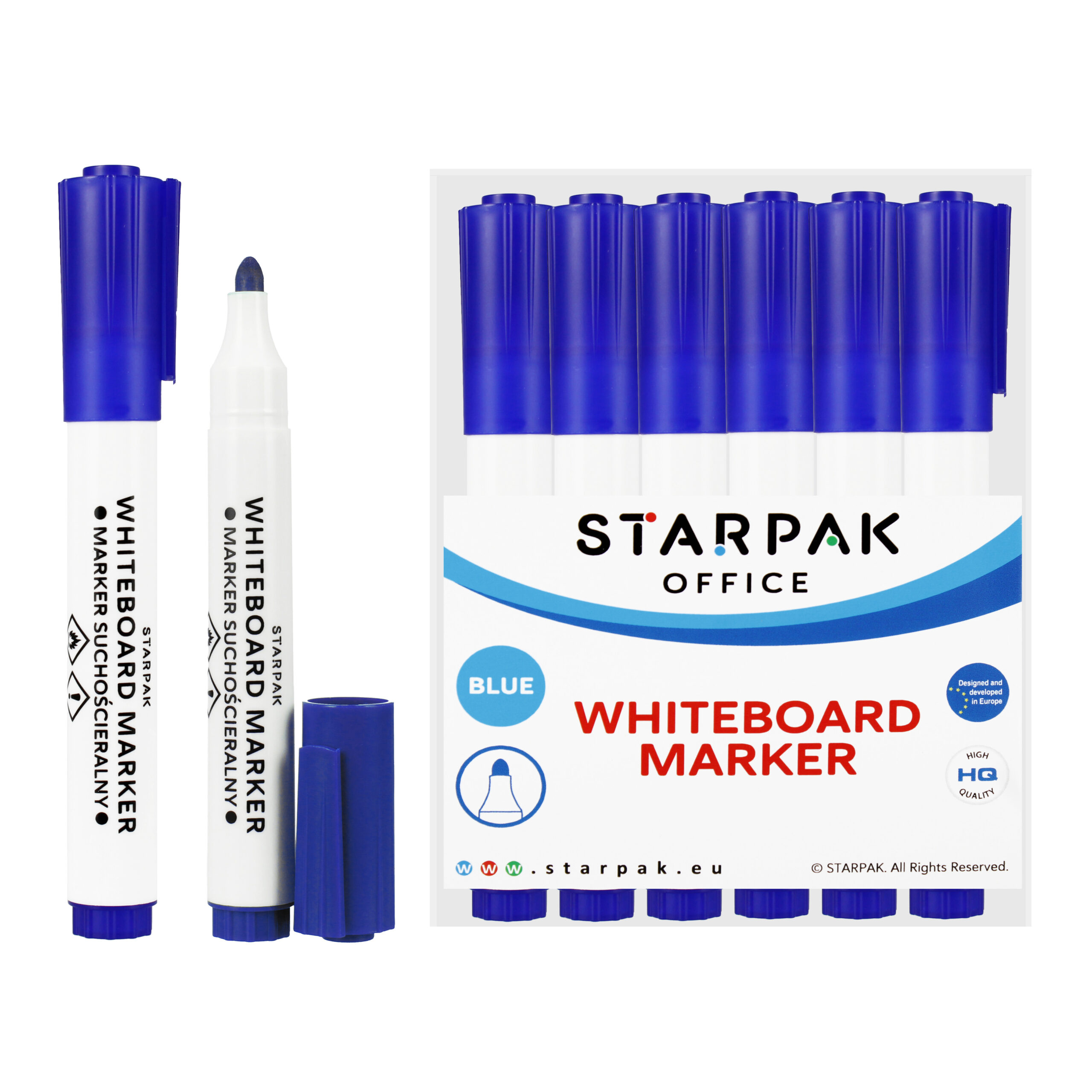WHITEBOARD MARKER STK BLUE, 12 PCS