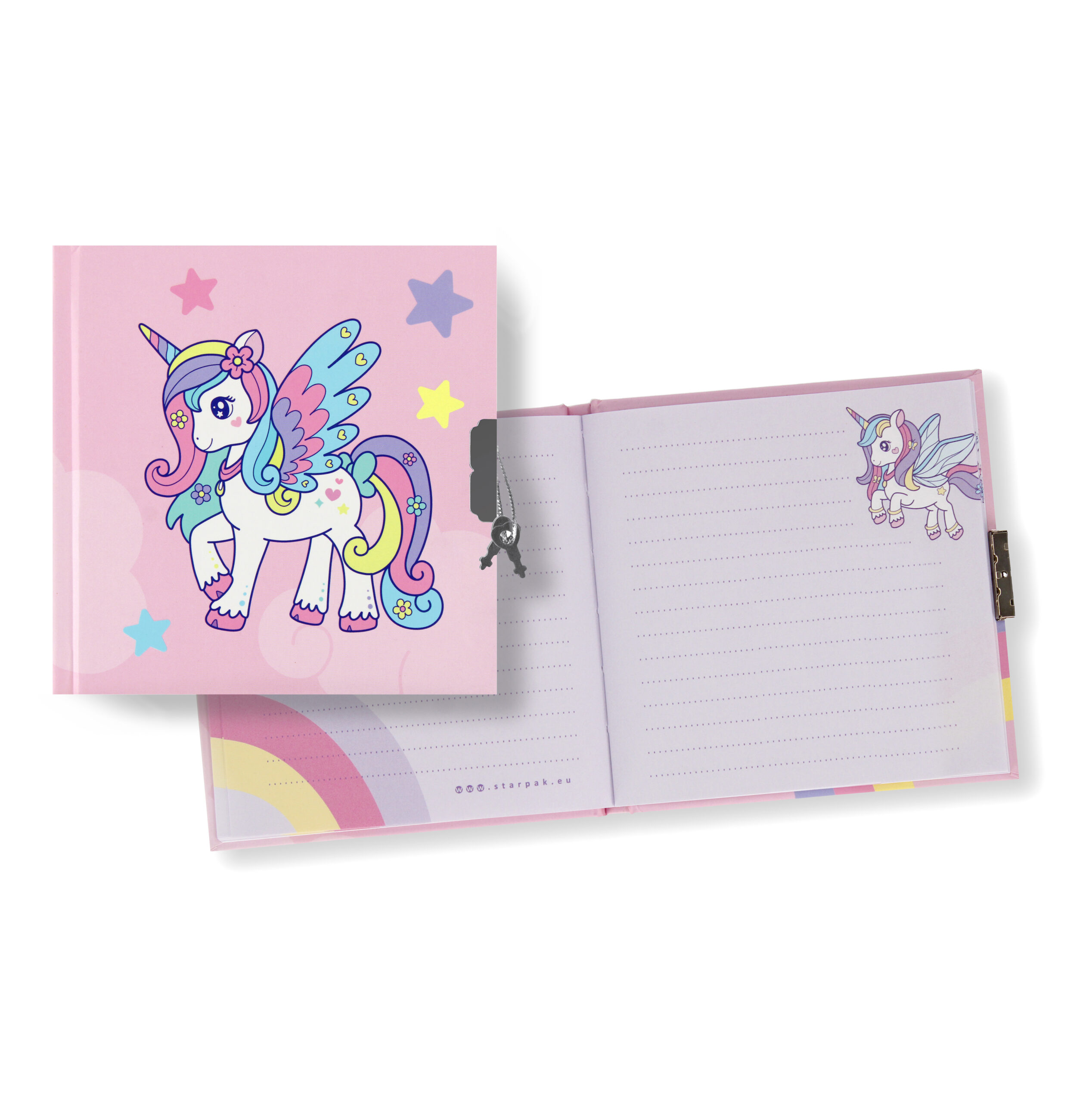 DIARY WITH LOCK 13,5X13,5CM UNICORN