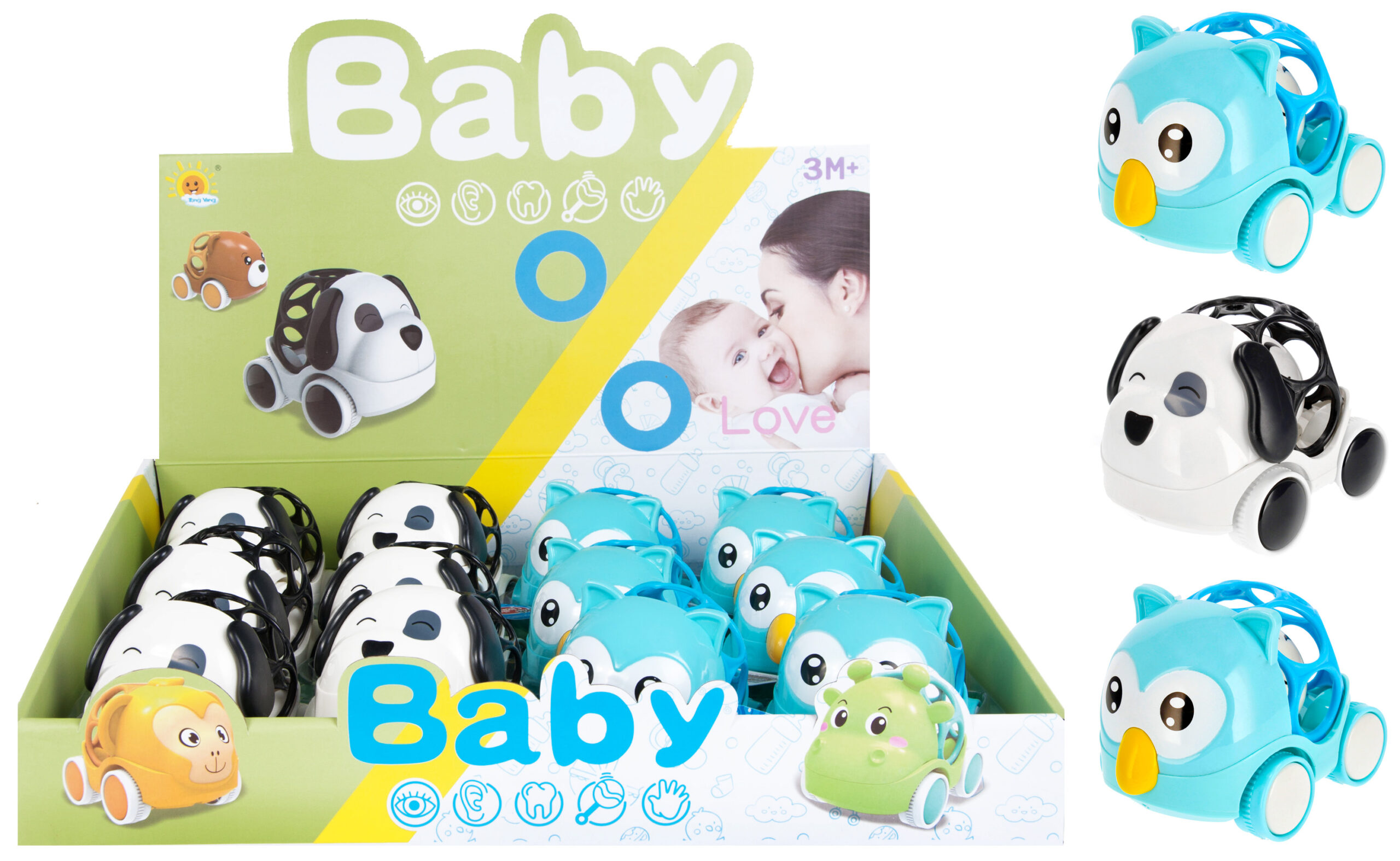 CARTOON CAR - OWL/DOG DISP 10CM