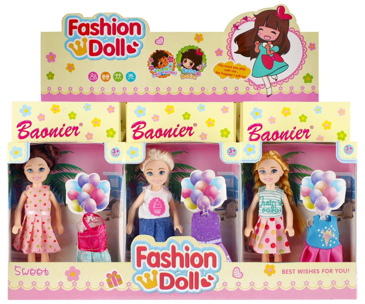 DOLL 15CM +ACCESS. DISP 11X20X4