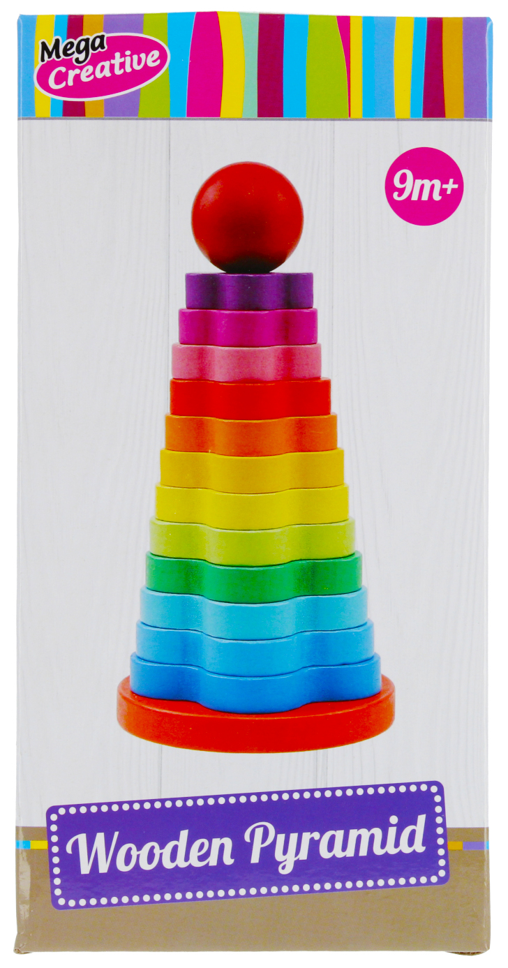 BABY TOYS - PYRAMID WOODEN BOX 11X21X11