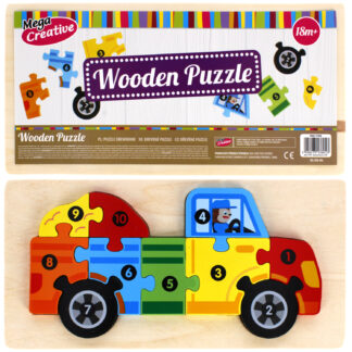 BABY TOYS - WOODEN PUZZLE CAR 10PCS PCV 30X14
