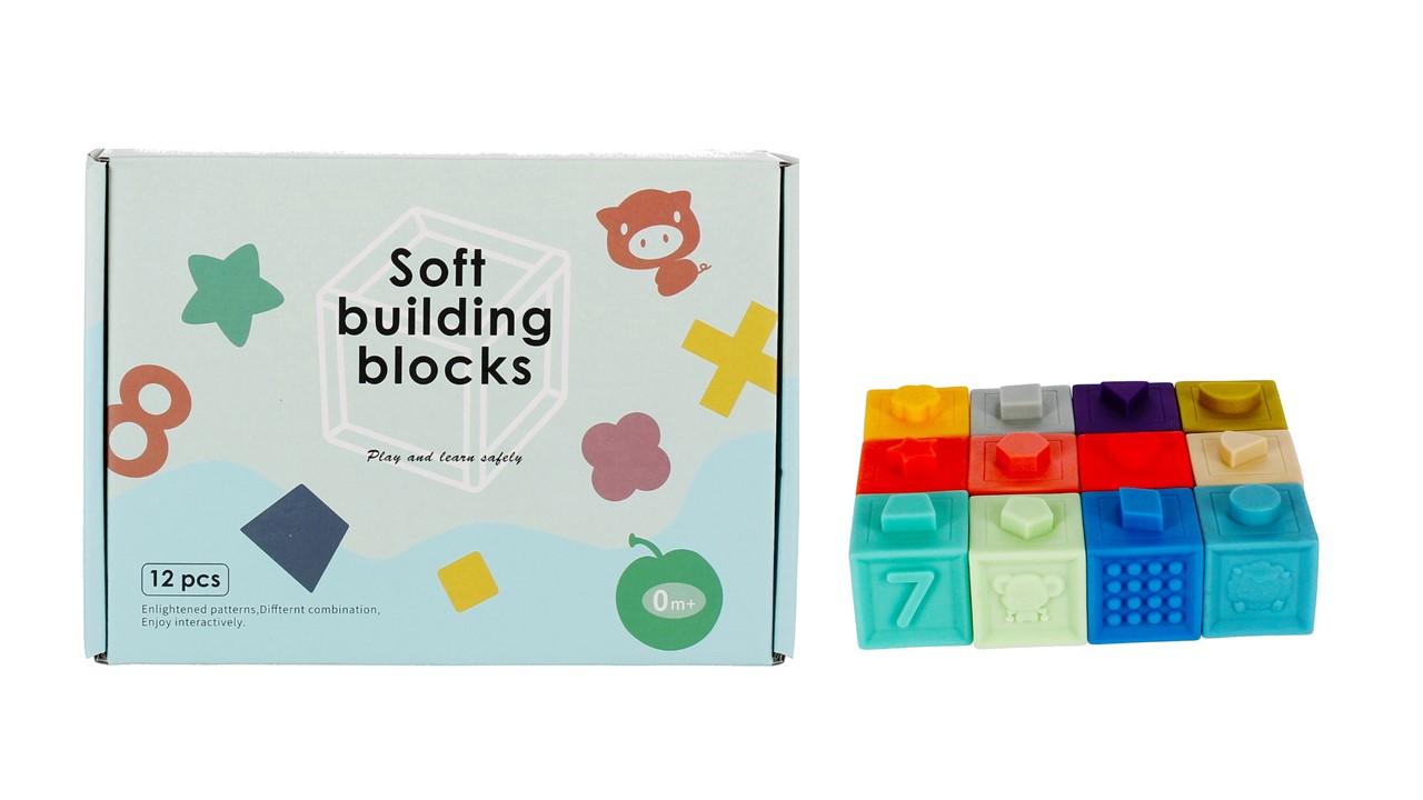 BABY TOYS - SENSORY BLOCKS 2IN1 12PCS 24X17X7