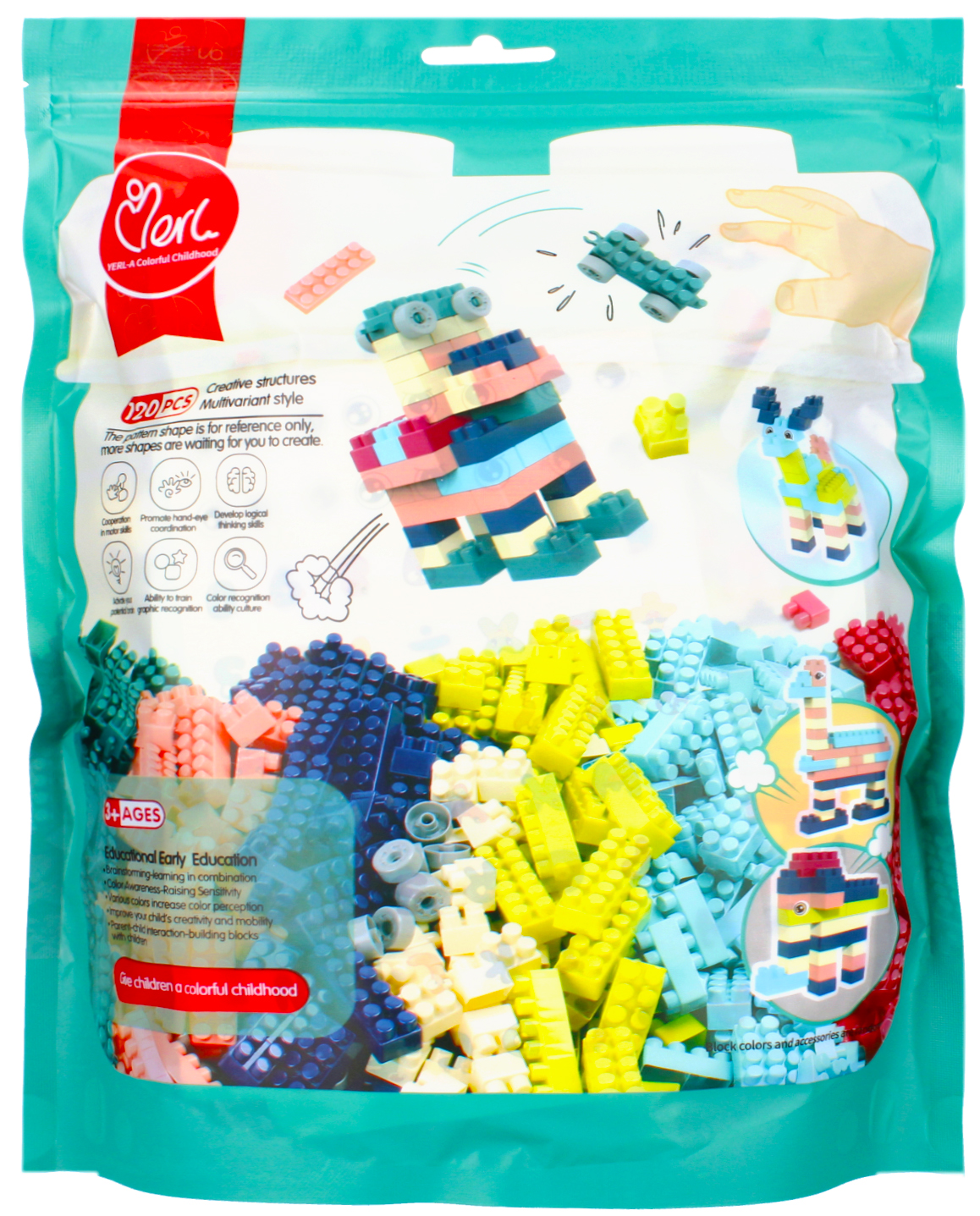 BLOCKS - CONSTRUCTION BLOCKS 120PCS BAG 22X27X6