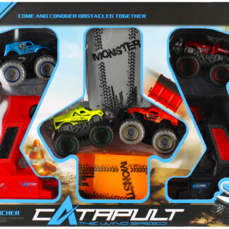 CAR - OFF ROAD CAR SET WITH LAUNCHER 4PCS WB 39X27X7