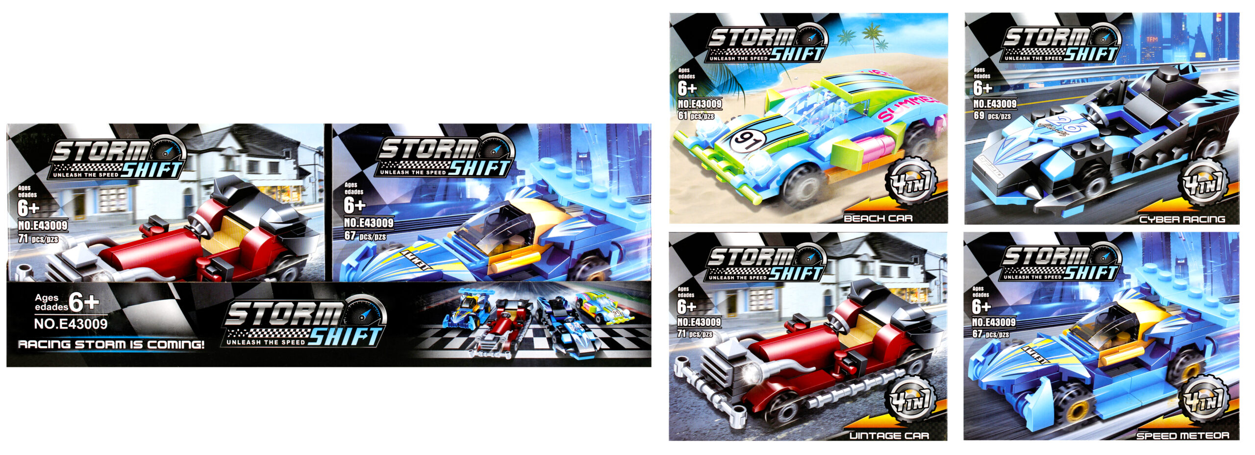 BLOCKS - CONSTRUCTION BLOCKS CAR 61-73PCS BOX DISP 18X14X5