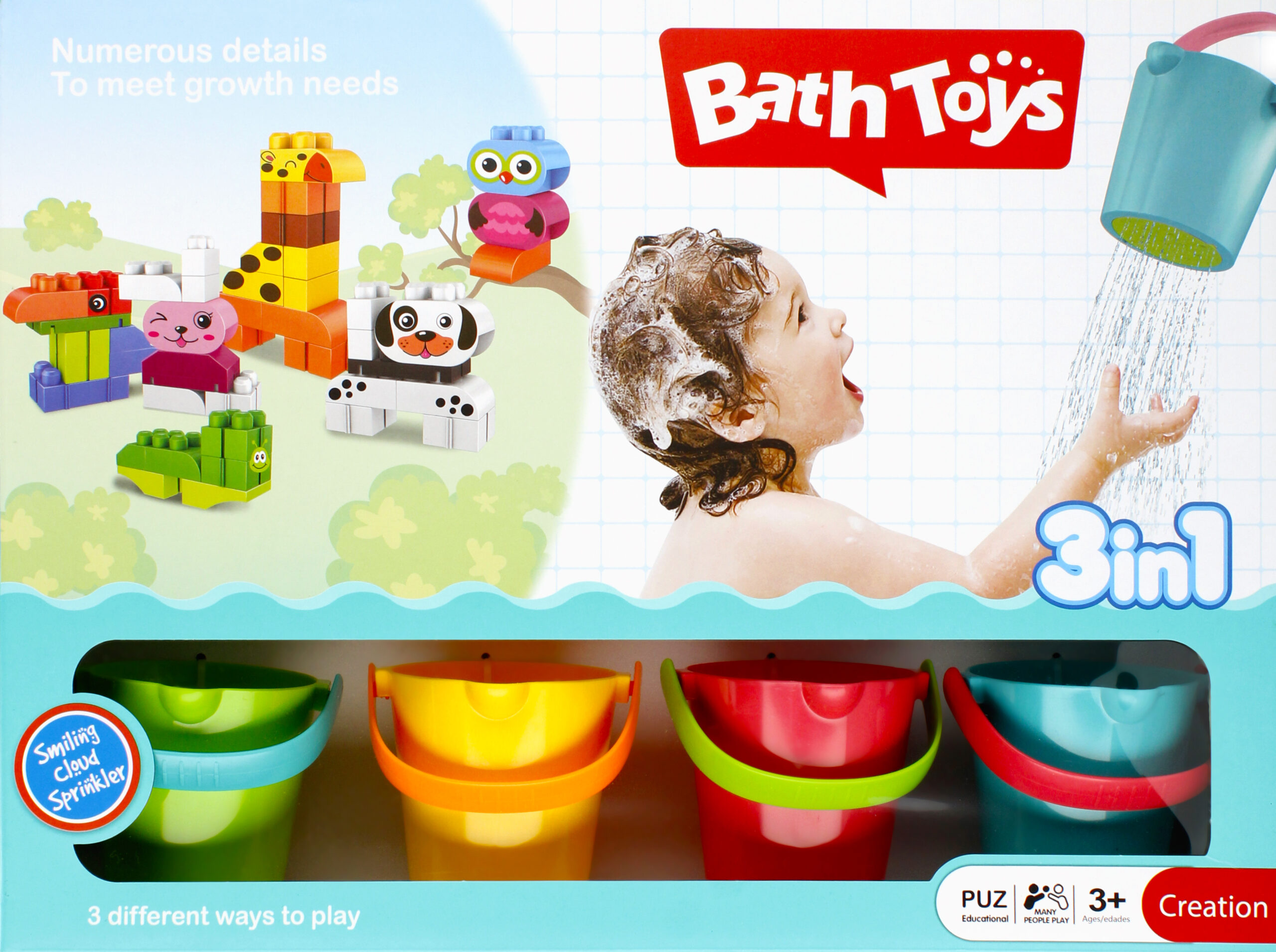 BATH TOY CUPS 3W1 WB 45X34X10