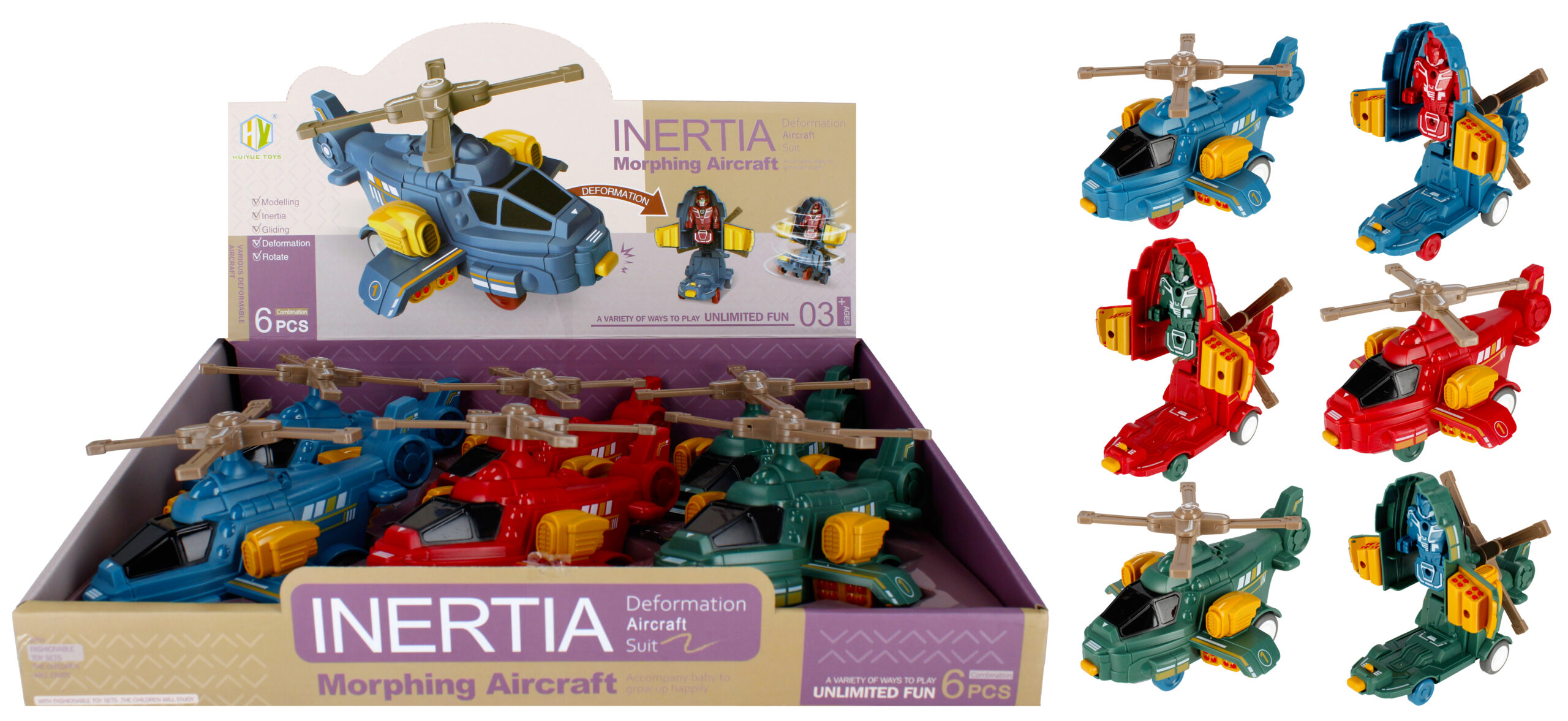 HELICOPTER 2 IN 1 ROBOT DISP 16CM