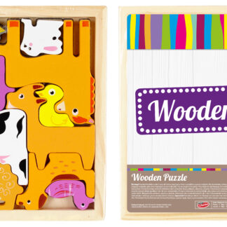 BABY TOYS - WOODEN PUZZLE-ANIMALS FOL 17X17X2