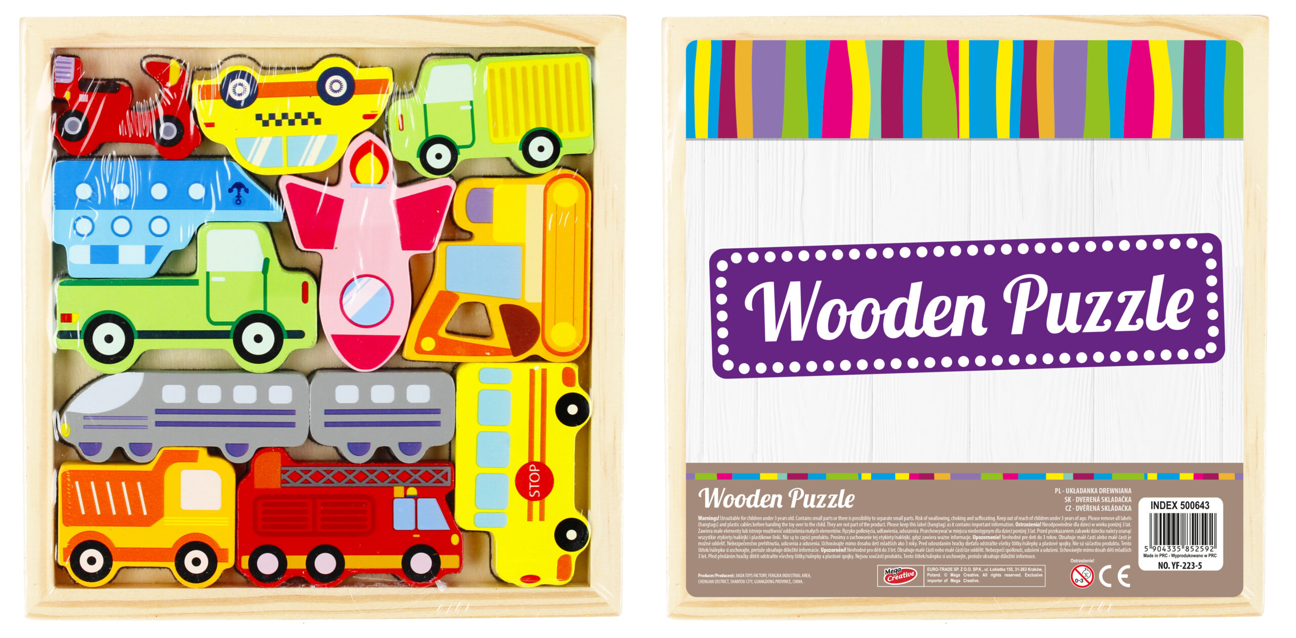 BABY TOYS - WOODEN PUZZLE-VEHICLES FOL 17X17X2