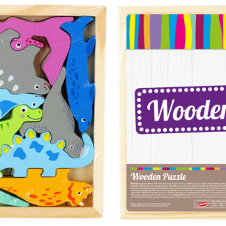 BABY TOYS - WOODEN PUZZLE-DINO FOL 17X17X2