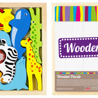 BABY TOYS - WOODEN PUZZLE-ANIMALS FOL 17X17X2