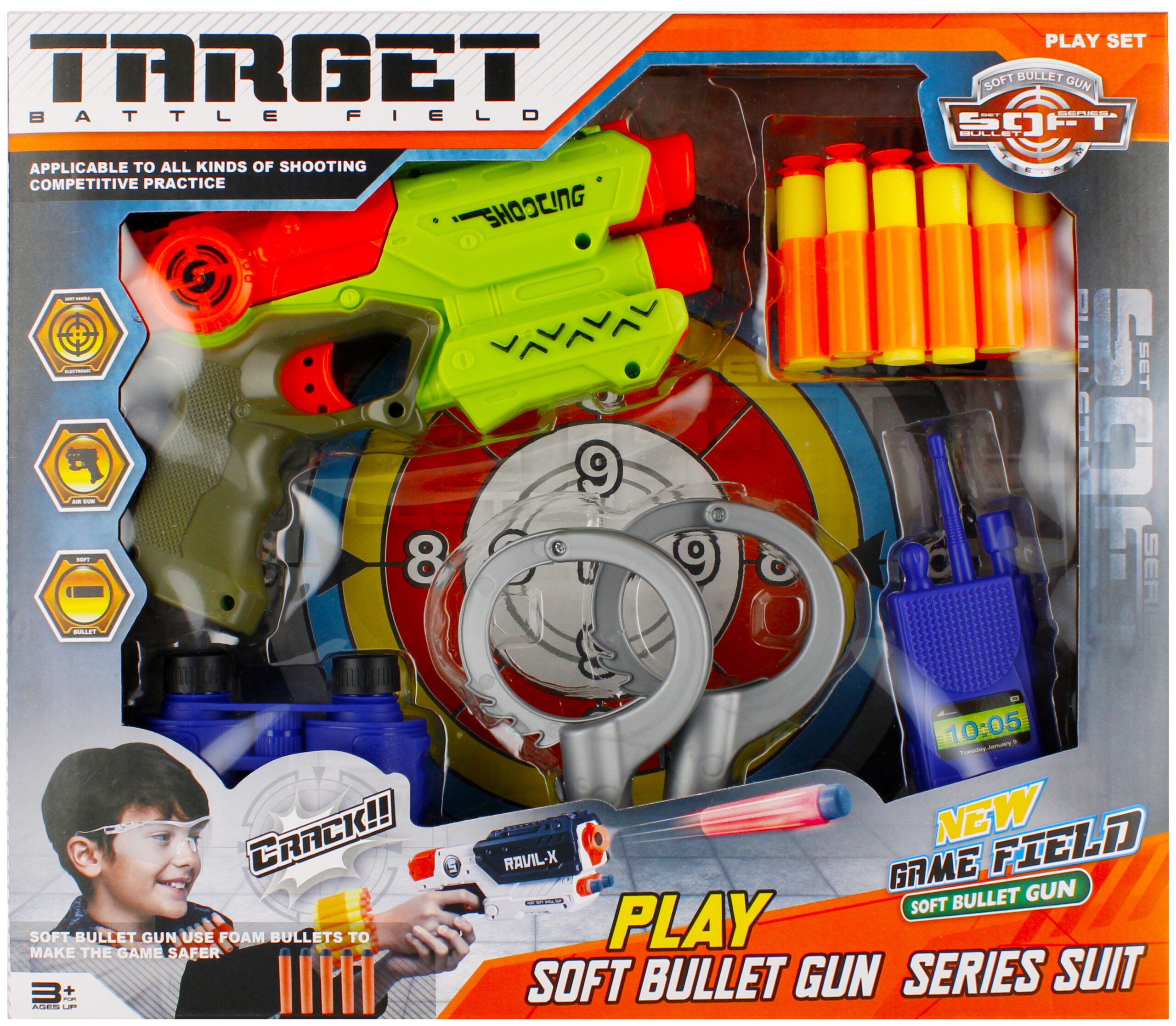 GUN - SHOOTING GAME + ACCESS. BOX 36X32X7