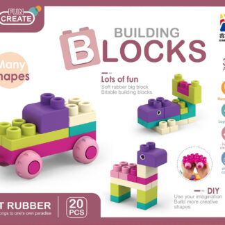 BLOCKS - CONSTRUCTION BLOCKS 20PCS SOFT COLOUR BOX 28X21X6