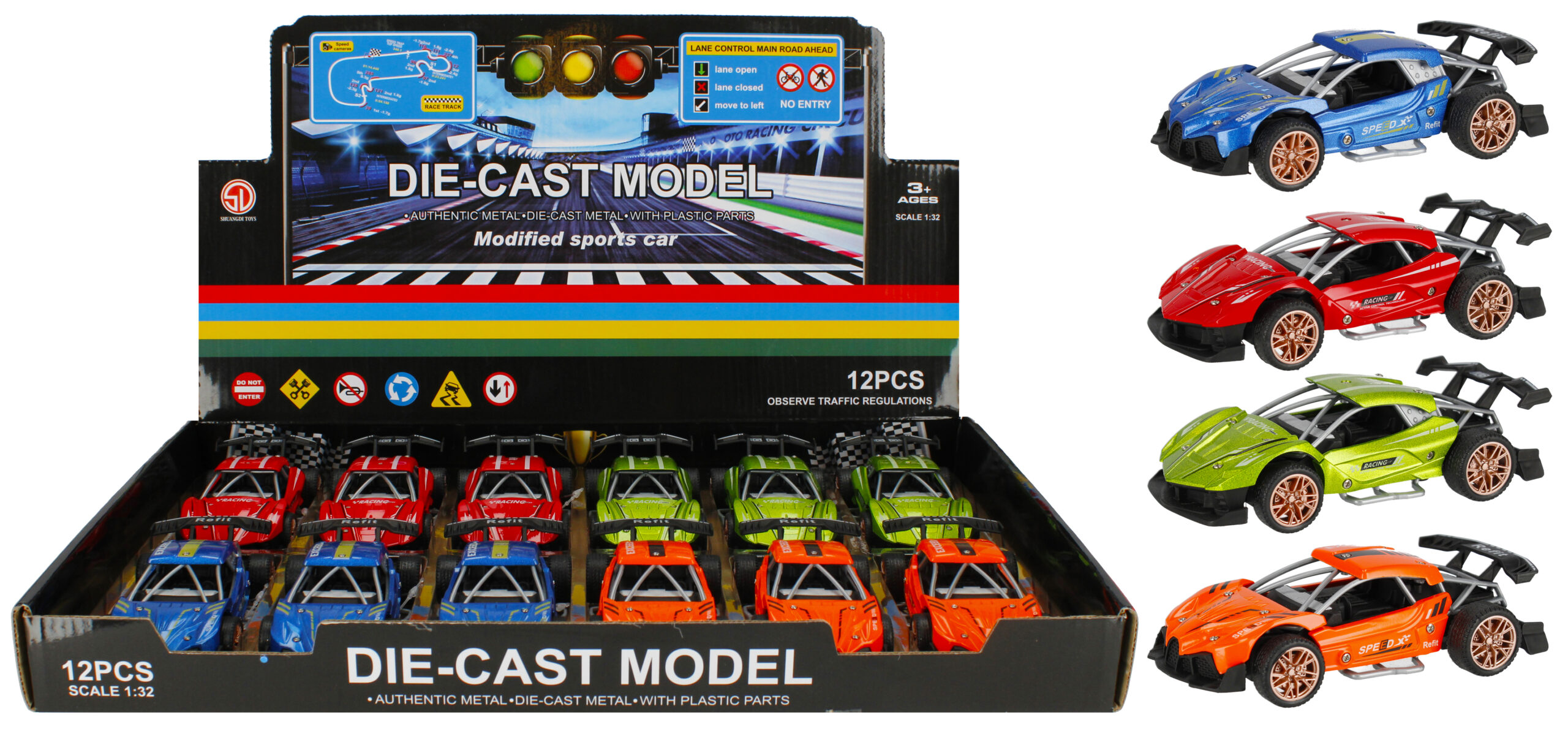 CAR - RACING CAR 13CM MIX4 MC DISP 13CM