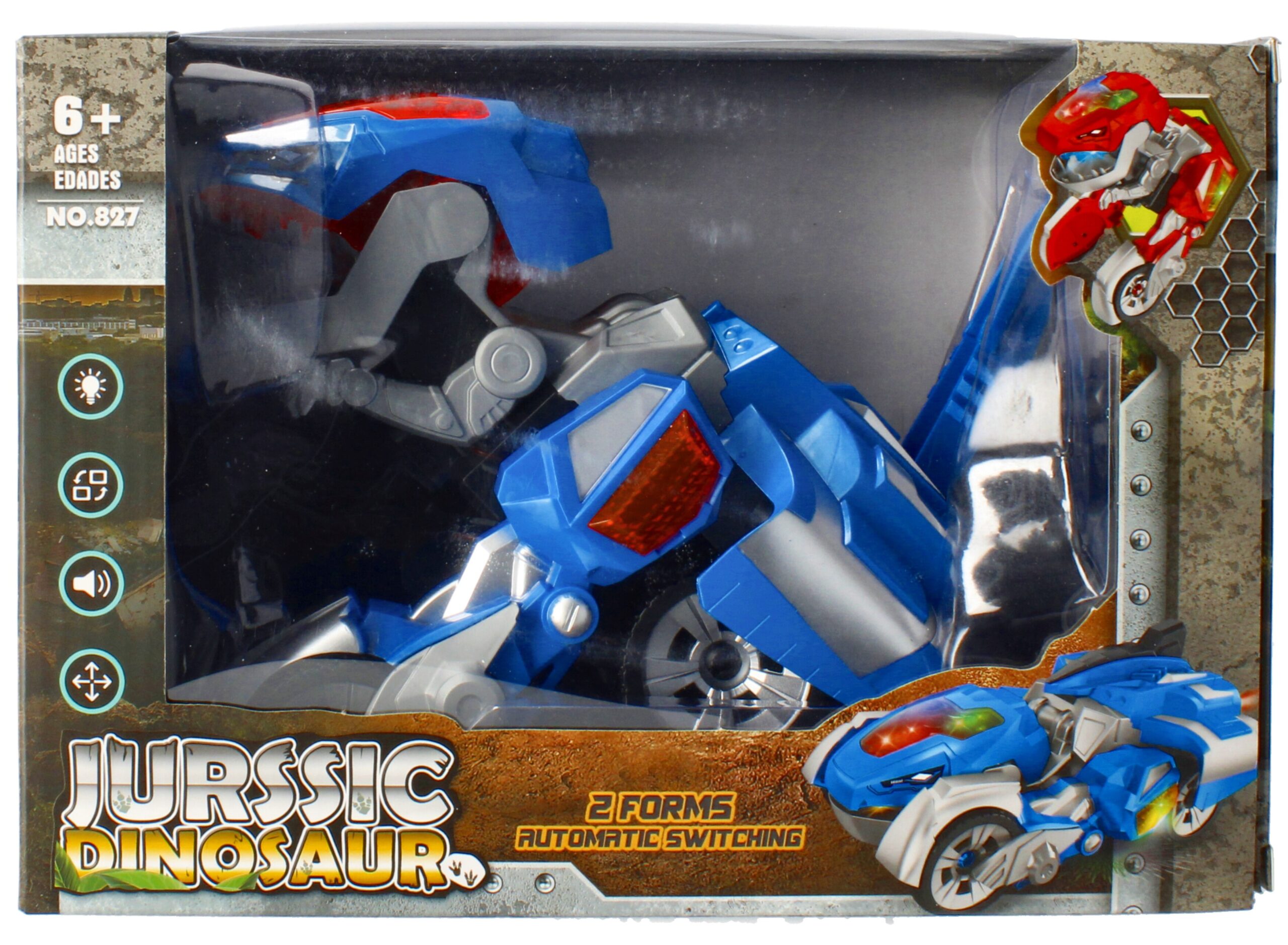 CAR - RACING CAR B/O 2IN1 DINO WB 26X18X15