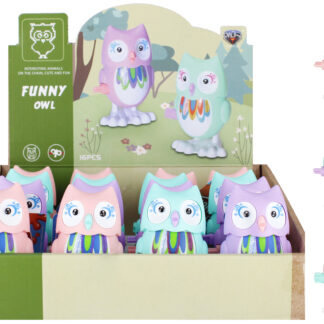 ANIMALS - CARTOON wind up OWL DISP 10CM