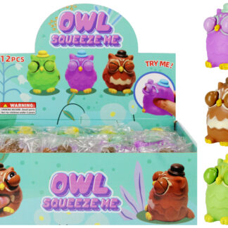 SQUEEZE TOY OWL DISP 7CM