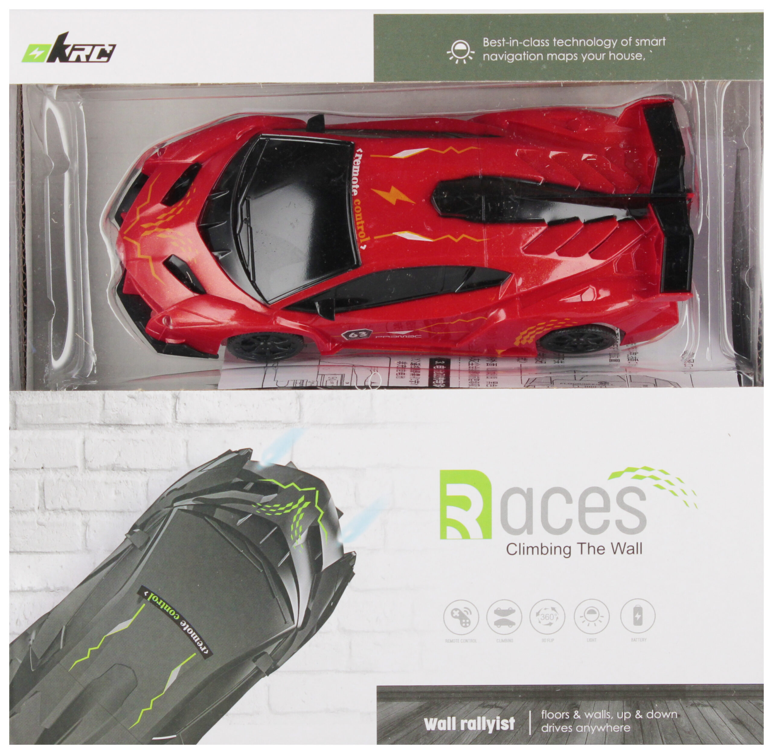 CAR - WALL CLIMBING CAR R/C FF CHARGER WB 21X20X7