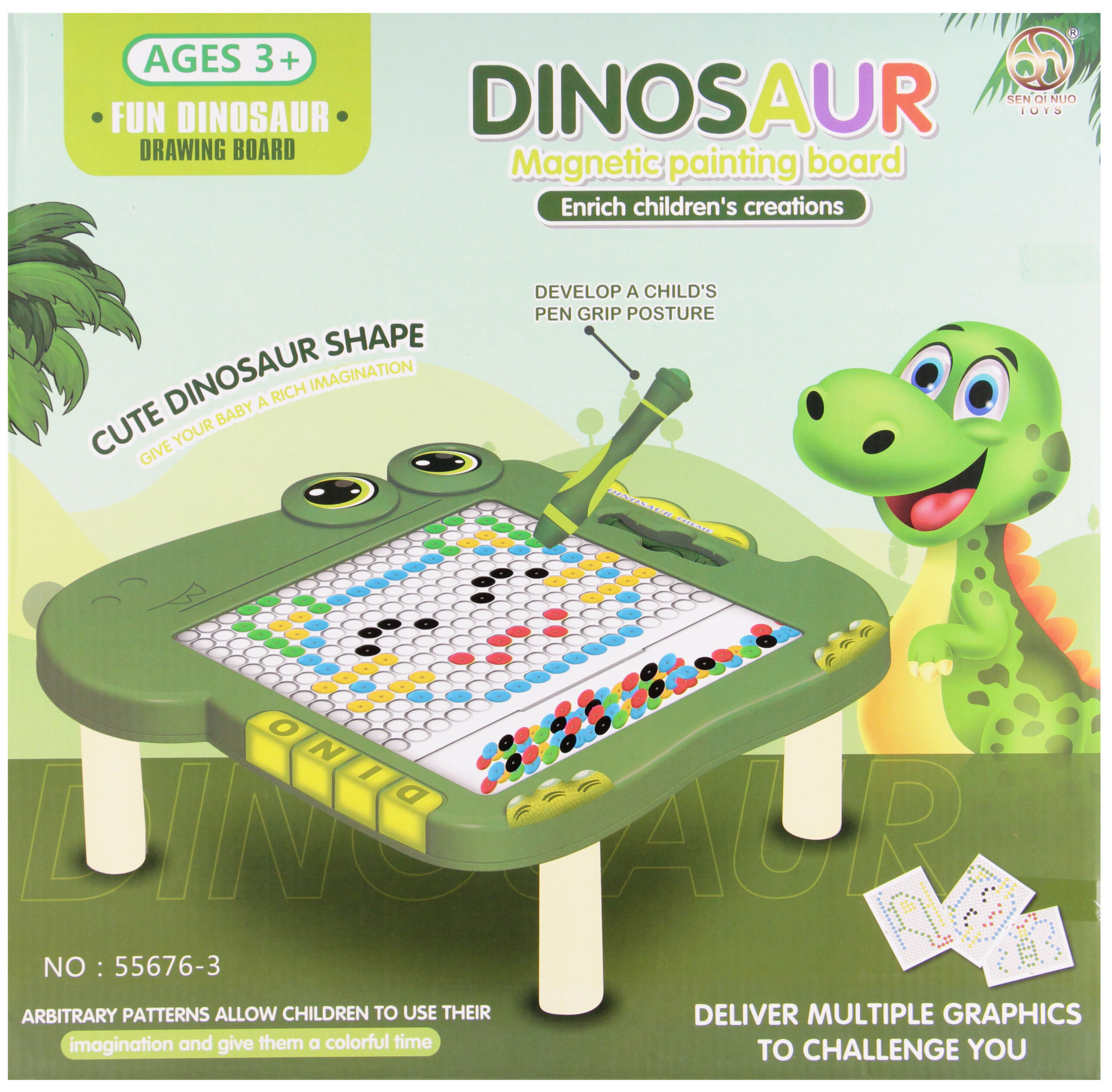 MOSAIC/PUZZLE MAGNETIC DINO TABLE COLOUR BOX 42X40X4