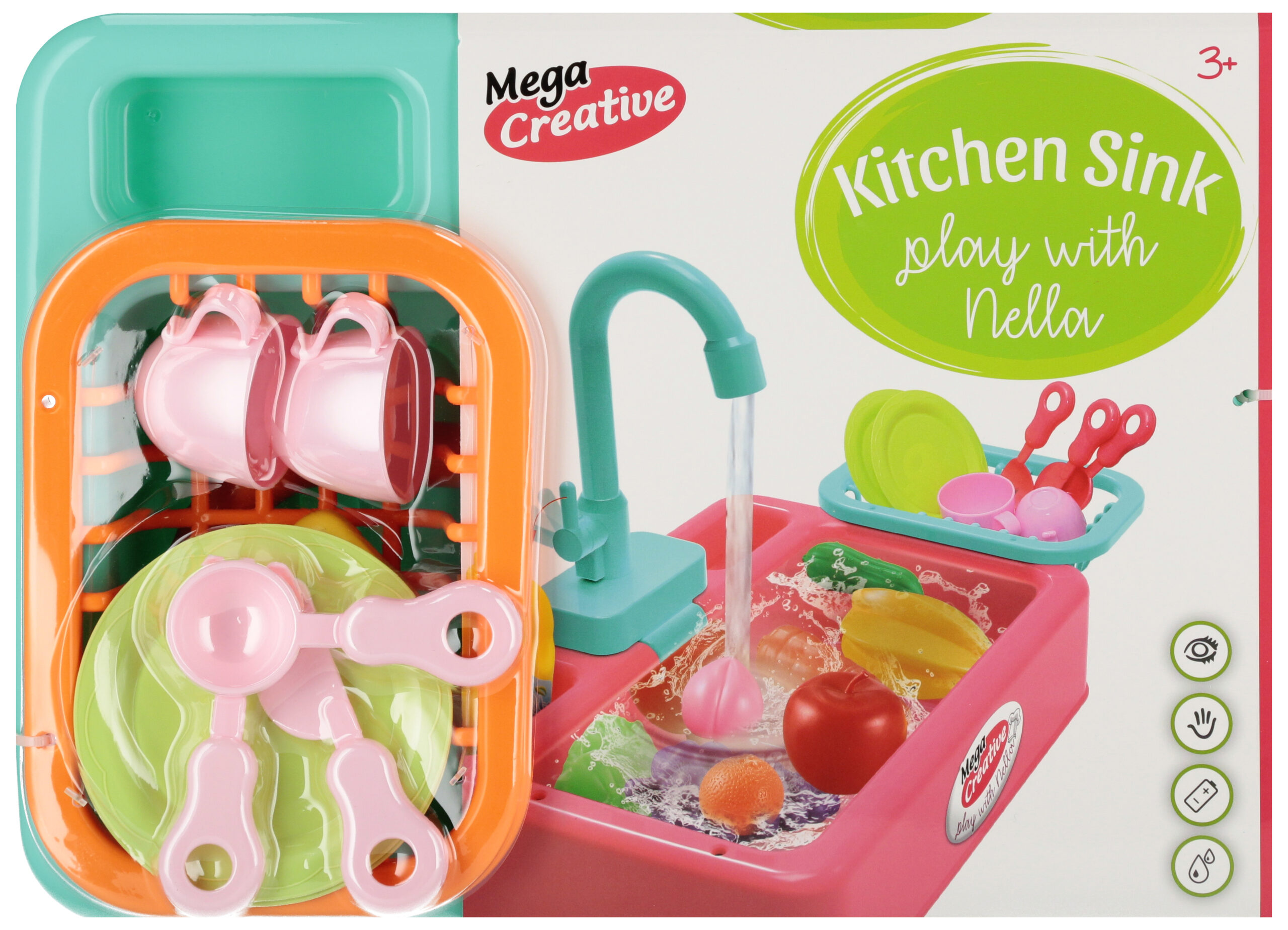 KITCHEN SET WASHING SINK B/O+ACCESS.LIGHT GREEN 35X25X10