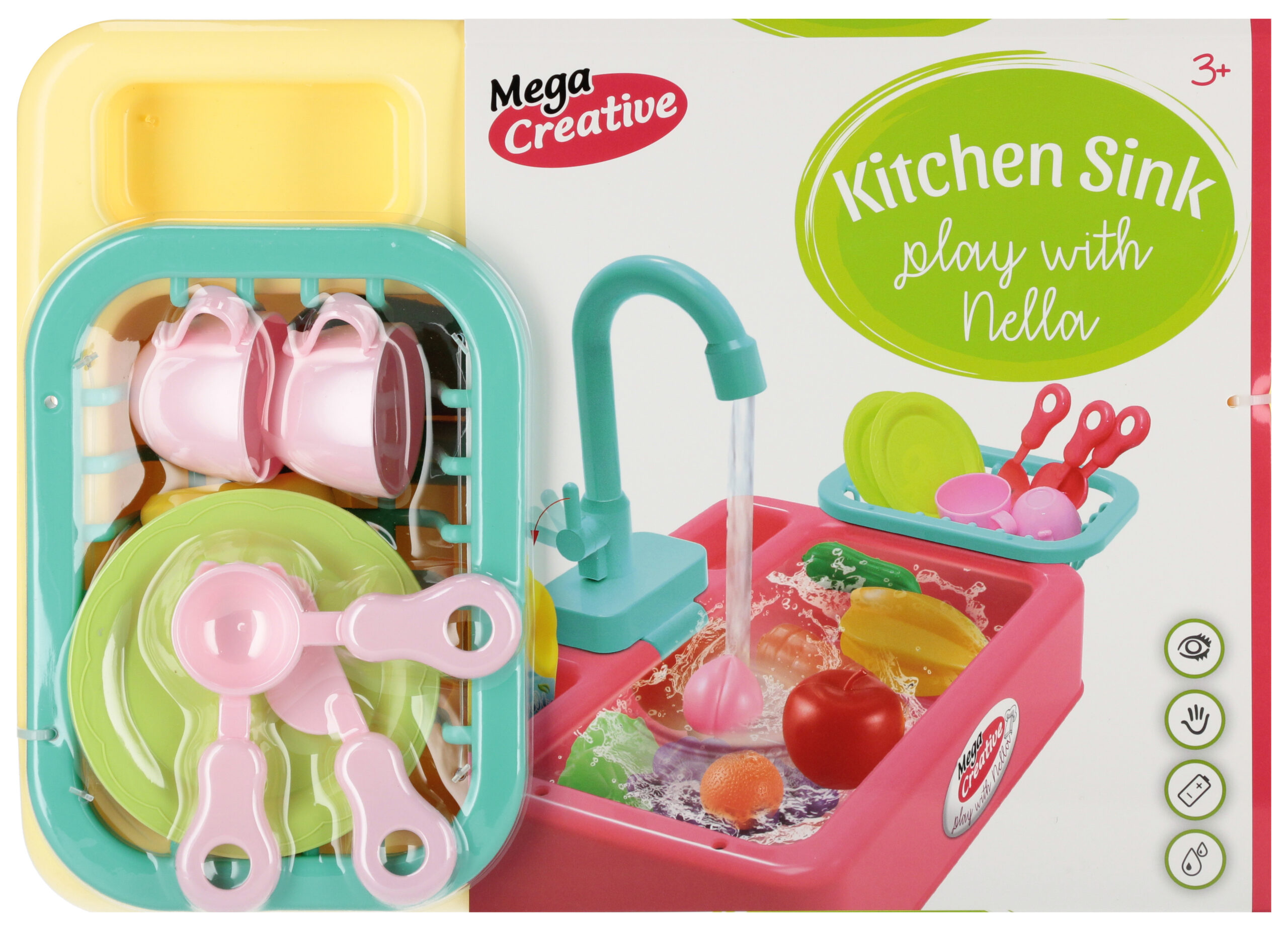 KITCHEN SET WASHING SINK B/O+ACCESS.YELLOW 35X25X10