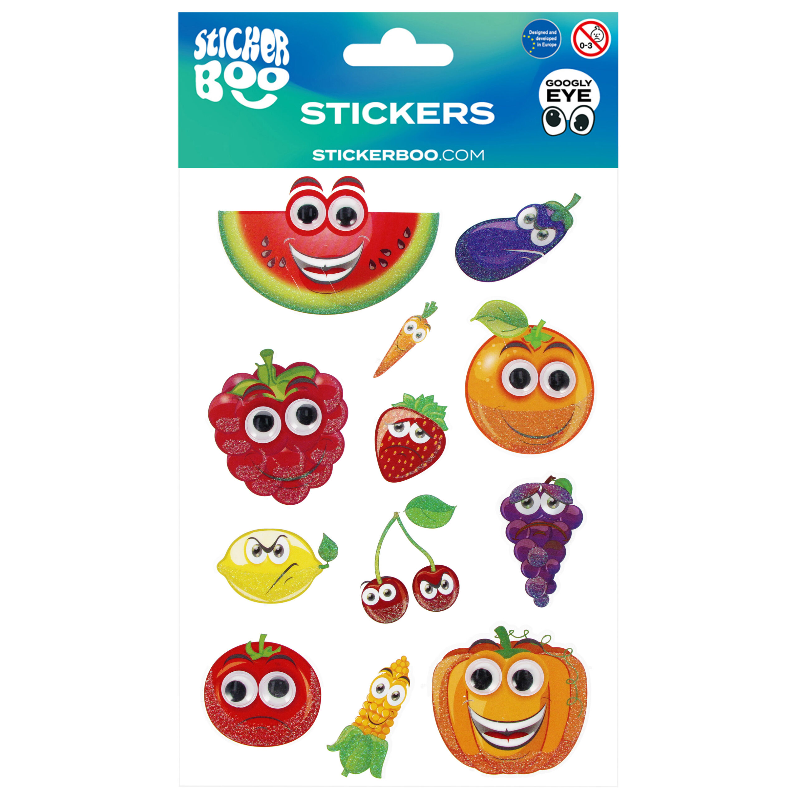 STICKER GOOGLY EYE 140X210 FRUITS