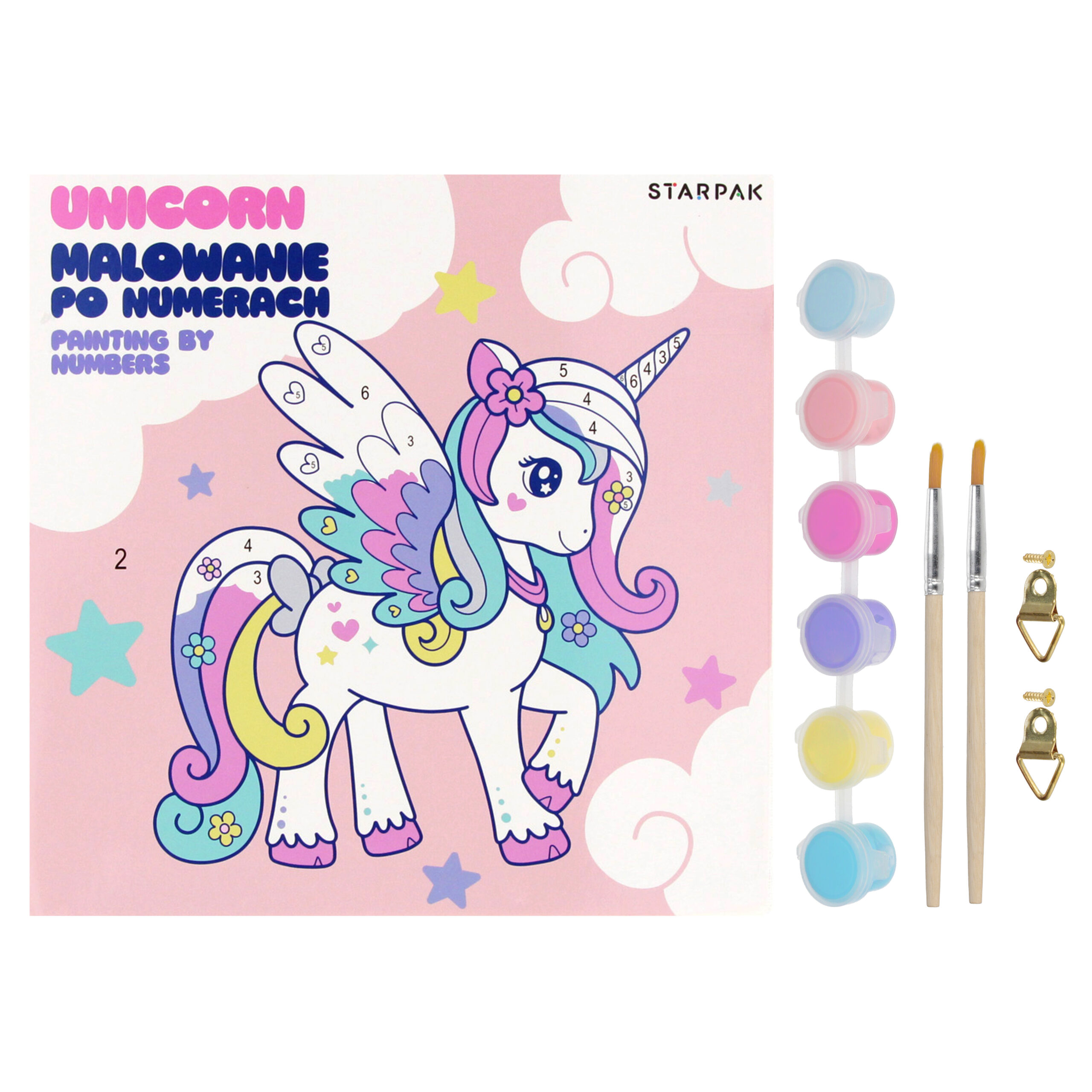 PAINTING BY NUMBERS 20X20CM 6COL UNICORN