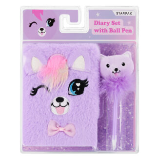 PLUSH DIARY SET WITH LOCK A5 CAT