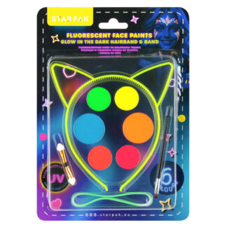 FACE PAINTS 6 COL. + HAIRBAND & HAND BAND FLUO