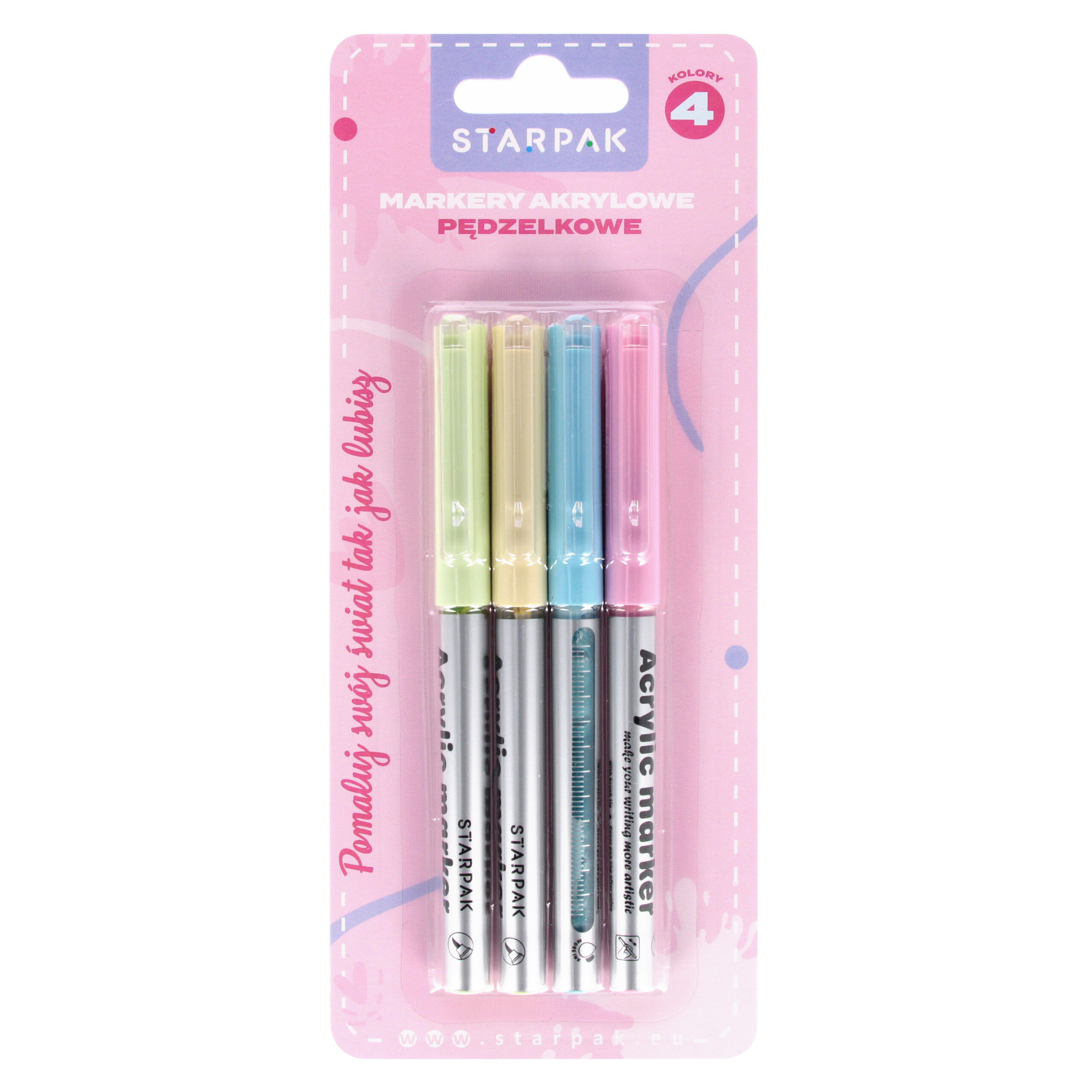 BRUSH ACRYLIC MARKER 4 COL. PASTEL